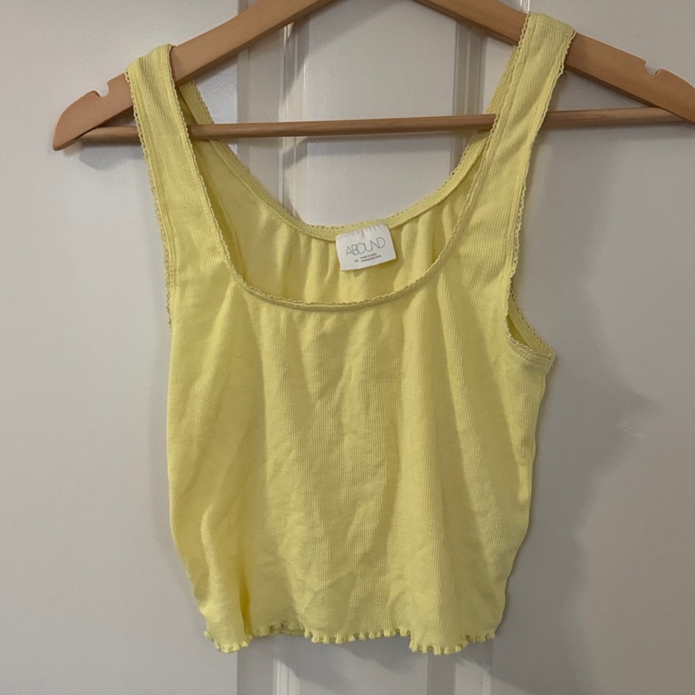 Abound Light Yellow Ribbed Crop Tank